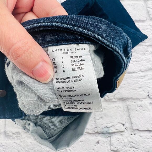 American‎ Eagle Jeans Women 4 Regular Blue Dark Wash Super High Rise Jegging - Picture 3 of 11